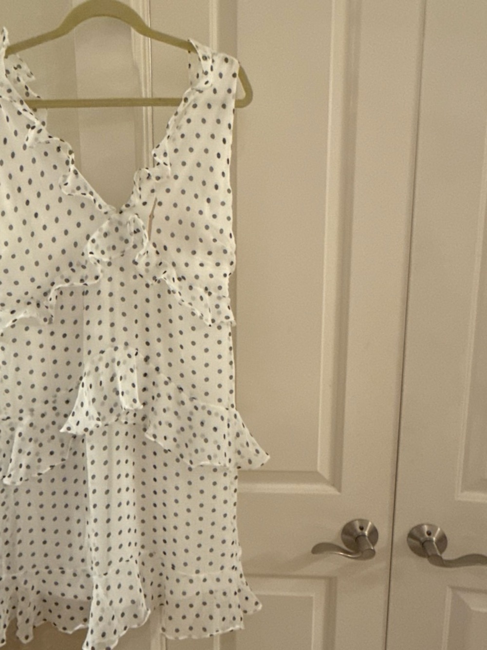 Vestique White and black Polka Dot Ruffle Sleeveless dress new without tags